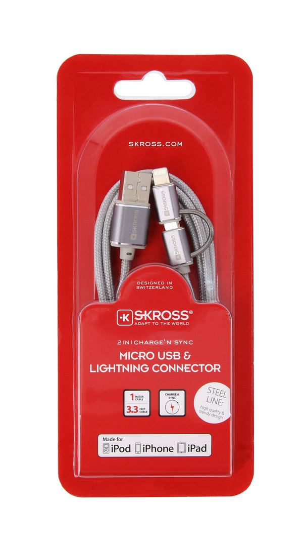 Skross Kabel 'Charge'n Sync' - USB - Micro USB / Lightning