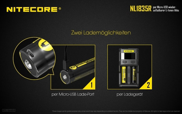 NiteCore 18650 USB Li-Ion Akku - 3500 mAh NL1835R